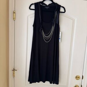 Karen Kane Black Sleeveless Knit Dress with detachable Chain Detail Womens XL